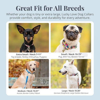 Lucky Love Dog - Adjustable Dog Collar with Easy Click Buckle for Large Ones, Durable, & Comfortable for Male & Female Dogs, Pet Collar for Puppies & Adult Dogs - Laguna, Large