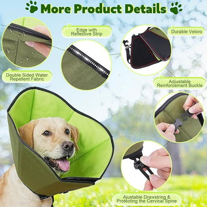 Soft Dog Cone After Surgery: Comfortable Dog Cones Collar for Stop Licking Biting - Adjustable Elizabethan Collar for Dogs fit for Small Medium Large Dogs (Green, M)