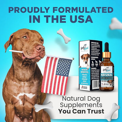Natural Immune Support for Dogs - Herbal Supplement for Cough, Urinary Tract, Skin & Itch Support - Bacon Flavor (4 Oz)