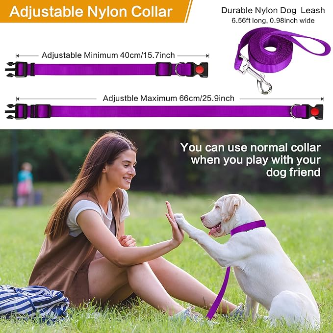 Prong Training Collar with Comfort Tips and Quick Release - Dog Choke Pinch Collar with Nylon Cover - Classic Collar and Leash for Small to Large Dogs
