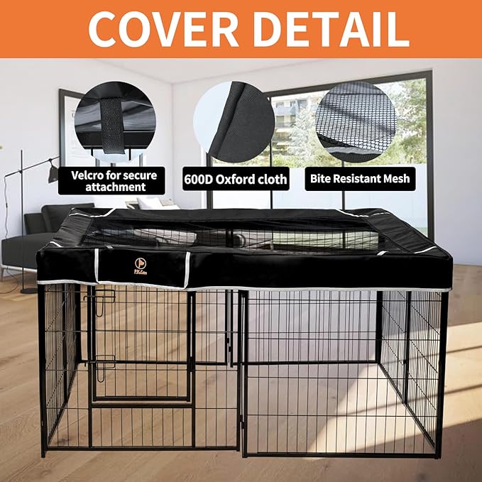 PJYuCien Square Top Cover - Fits 8 Panels 32 Inch Width Metal Dog Fence Dog Playpen (Note: Only PlayPen Top Cover, NO PLAYPEN)