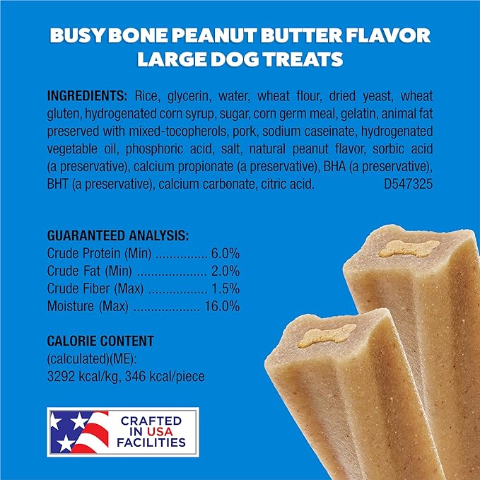 Purina Busy Bone Adult Dog Chew Bone Treats, Peanut Butter - 10 ct. Pouch