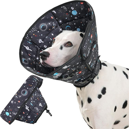 Avont Dog Cone Alternative, Adjustable Soft Comfy Foldable E Cones for Medium Large Dogs After Surgery, Escape-Proof Elizabethan Collar for Surgical Wound Recovery Stop Licking -Star(M)