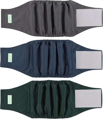 wegreeco Washable Male Dog Belly Band (Stylish Pattern)- Pack of 3 - Washable Male Dog Belly Wrap, Dog Diapers Male (Blue, Green, Charcoal, Small)