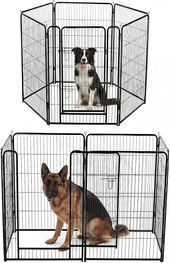 DUMOS Dog Playpen Indoor, Metal 40 Inch 6 Panels Foldable Pet Fence with Door, Outdoor Small Medium Large Dog Puppy Portable Exercise Play Pen for RV Camping, Trips, Play Yard