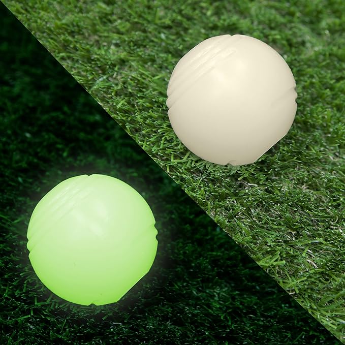 Chew King by Mammoth Glow-in-the-Dark Dog Fetch Balls (8-Pack), Lattice Rubber Balls for Night Play, High Bounce Fetch Toys, Rechargeable Under Any Light, Medium 2.5"