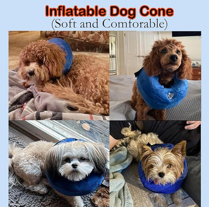 Inflatable Dog Cone Collar After Surgery, Soft Dog Neck Donut Collar, Blow up Donut E-Collar for Small Medium Large Dogs and Cats, Dogs Recovery Cone Alternative