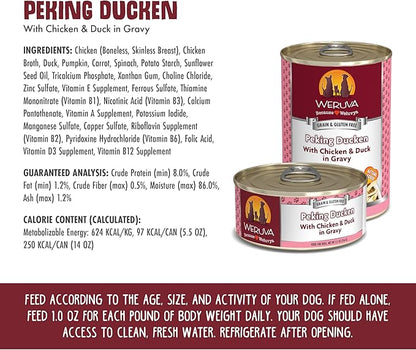 Weruva Classic Dog Food, Peking Ducken with Chicken Breast & Duck in Gravy, 14oz Can (Pack of 12)