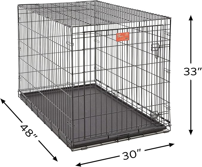 MidWest Homes for Pets 48-Inch LifeStages Crate for Extra-Large Breeds, 90-110 lbs, Single Door Folding Dog Crate with Divider Panel, Leak-Proof Tray & Secure Latch, Heavy-Duty & Easy to Assemble