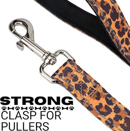 EcoBark Dog Leash - Soft & Reflective Comfort Leashes with Padded Handle - Safe, Strong, & Durable for Small, Medium or Large Dogs (Cheetah)