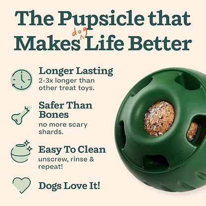 WOOF Starter Pack - Interactive Dog Ball Toy for Boredom - Dog Treat Molds Silicone - Chicken-Flavored Healthy Treats for Dogs - Pupsicle Doggy Enrichment Toy - for XL Pups - 75+ lbs