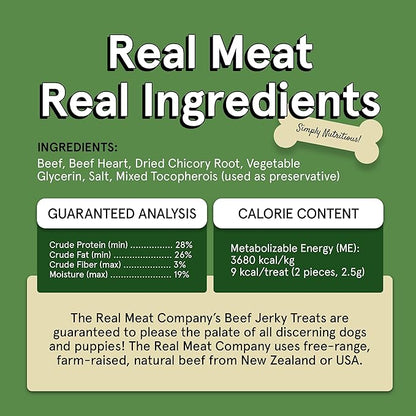 TRMC Real Meat Dog Treats - Three 12oz Bag of Bite-Sized Air-Dried Beef Jerky for Dogs - Grain-Free Jerky Pet Treats with 95% Free-Range, Grass Fed Beef - All-Natural High Protein Treats