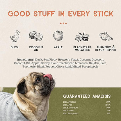Dog Treat Naturals Superfood Sticks, Duck & Apple, 10oz Bag | Dog Chew Sticks | All-Natural, Pet Training Treats | Joint-Skin-Coat Health | USA Made