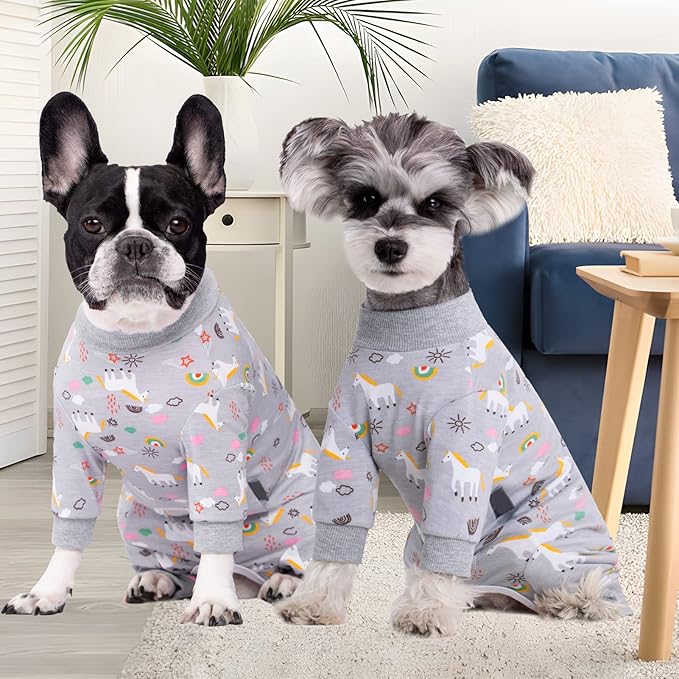 Surgery Recovery Suit for Small Dogs, Onesie for Surgery Female Dogs, Small Dogs Pajamas Long Sleeve, Abdominal Wound Bandages Surgical Suit, Dog Cat Recovery Suit for Shedding Skin Disease
