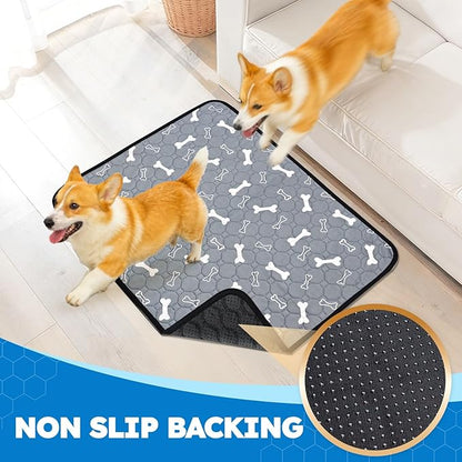 2 Pack Washable Pee Pads for Dogs, Absorbent Reusable Puppy Training Pads, Leakproof, Non-Slip, Waterproof Cat Doggie Pad Pet Potty Mat for Indoor&Outdoor, Whelping, Crate, Gray 28"x40"