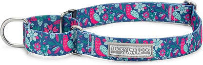 Lucky Love Dog Martingale Dog Collar - Adjustable, No-Slip, Comfortable, Durable, Soft Webbing & Stylish Patterned Collar for Male and Female Dogs Ideal for Training & Walking - Carriebelle, Large