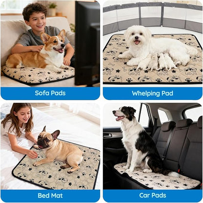 2 Pack Washable Pee Pads for Dogs, Absorbent Reusable Puppy Training Pads, Leakproof, Non-Slip, Waterproof Cat Doggie Pad Pet Potty Mat for Indoor&Outdoor, Whelping, Crate, Coffee 18"x24"