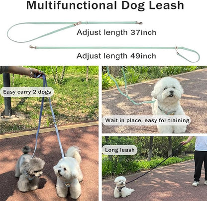 No Pull Dog Harness and Leash Set for Small Sized Dog Training Puppy Harnesses with Multifunction Dog Leash, Soft Adjustable Denim No Choke Escape Proof Pet Harness for Small and Medium Dog (Teal XXS)
