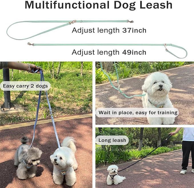 No Pull Dog Harness and Leash Set for Small Sized Dog Training; Puppy Harnesses with Multifunction Dog Leash, Soft Adjustable Denim No Choke Escape Proof Pet Harness for Small and Medium Dog (Teal S)
