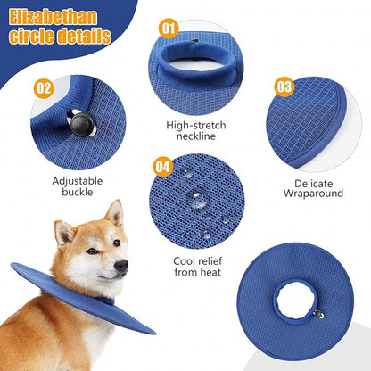 Dog Recovery Collar,Dog Soft Cone Collar Alternative After Surgery,Adjustable,Breathable E Collar for Large/Medium/Small Dogs Cats,Blue L