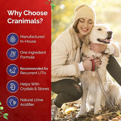 Cranimals Organic Cranberry Cat and Dog Supplement, Prevents UTIs, Incontinence and Struvite Stones, Replaces antibiotics.