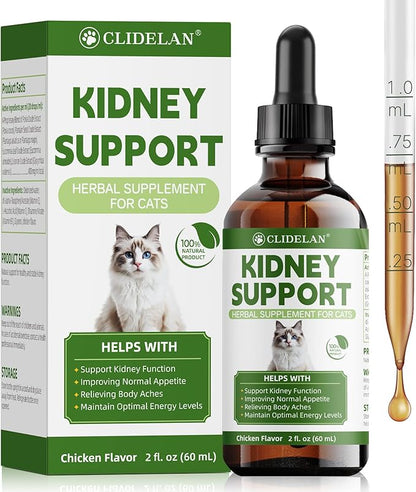 Cat Kidney Support – Kidney Support Supplement for Cats Feline Health, Fluid Balance & Appetite, Veterinarian-Formulated Herbal Supplement 2 fl oz–for Normal Kidney Cleanse and Essential Kidney Care