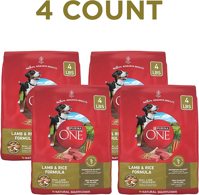 Purina ONE Dry Dog Food Lamb and Rice Formula - (Pack of 4) 4 lb. Bags