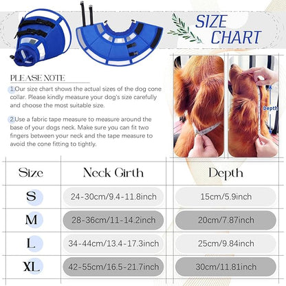Dora Bridal Dog Cone Collar for Medium Dogs After Surgery, Soft Comfy Recovery Pet Cone Alternative, Adjustable Elizabethan Collar for Dogs to Stop Licking, Blue, M