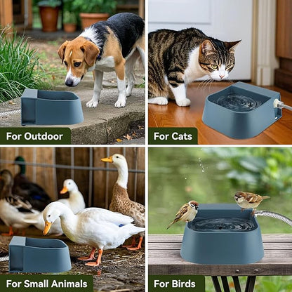 LESYPET Dog Automatic Water Dispenser with Hose, 68 oz Outdoor Dog Drinking Water Bowl for Chicken Livestock, Auto Filling Waterer for Pets & Livestock