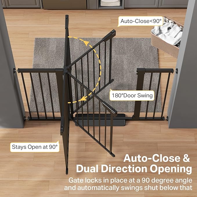 Cumbor 51.5" Wide Standard Tall Baby Gate & Cumbor 51.5" Wide 36" Extra Tall Dog Gate, Durable Child Gate for Stairs, Doorways, Easy Walk Thru Dog Gate for House for Doorways