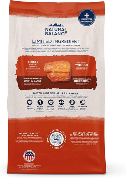 Natural Balance Limited Ingredient Grain Free Salmon & Sweet Potato Dry Dog Food, Sensitive Stomach, 12 lb (Pack of 1)