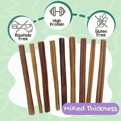 Nature Gnaws Thin Bully Sticks for Dogs 5-6" (8oz) - Mixed Thickness - Long Lasting for Small Dogs and Puppies - Natural Thin Beef Dog Chew Bones - Rawhide Free