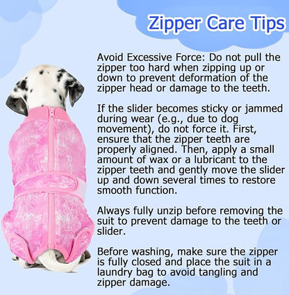 Lukovee Recovery Suit for Dogs, Zipper On Recovery Suit for Female Male Dog, Onesie Abdominal Wounds Cone E-Collar Alternative Prevent Licking Spay Recovery Suit (Small, Pink Tie-dye)