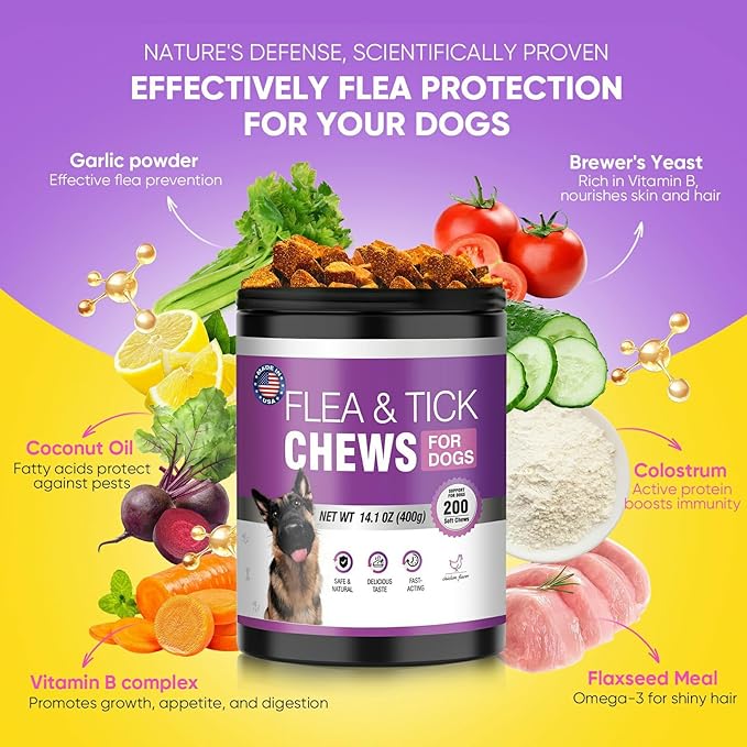Fleas Ticks Treatment Dog Oral Chewables Support Supplement Breeds and Ages