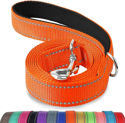 Joytale Dog Leash, 6 FT Double-Sided Reflective, Padded Handle Nylon Heavy Duty Leashes for Medium & Large Dogs Walking, Orange