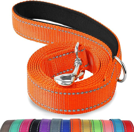 Joytale Dog Leash, 4 FT Double-Sided Reflective, Padded Handle Nylon Heavy Duty Leashes for Medium & Large Dogs Walking, Orange