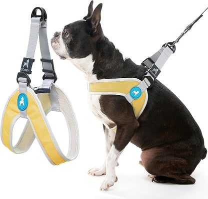 Gooby Simple Step in III Harness - Yellow, X-Small - Small Dog Harness with Scratch Resistant Outer Vest - Soft Inner Mesh Harness for Small, Medium Dogs
