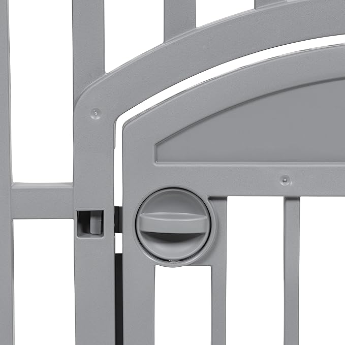 IRIS USA 34" Dog Playpen Tall Dog Playpen Indoor – 8-Panel Puppy Playpen with Door, 63 x 63 x 34, Extra Tall Dog Play Pen Indoors for Large Dogs, Plastic Pet Playpen, Indoor Dog Pen, Gray
