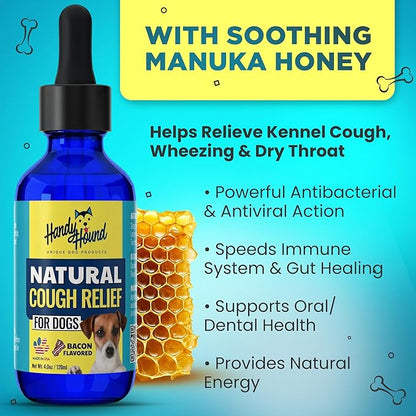 Handy Hound Dog Cough Supplement - Manuka Honey, Natural Herbal Formula for Throat Soothing & Mucus Support - Made in USA (4 Oz)