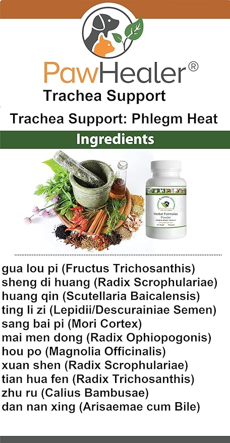 Trachea Soother Syrup BUNDLE with Trachea Support: Phlegm Heat - Natural Herbal Remedy for Symptoms of Collapsed Trachea for Dogs - Combo of (1 Bottle) 5 fl oz Syrup & (1 Bottle) 50 Grams Powder …