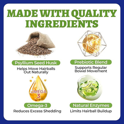 Wellix 120ml Cat Hairball Remedy Drops, Hairball Treatment & Relief for Cats, Natural Cat Furball Control Treats with Psyllium Husk, Omega 3, Support Skin & Coat, Digestive Health-Chicken Flavor