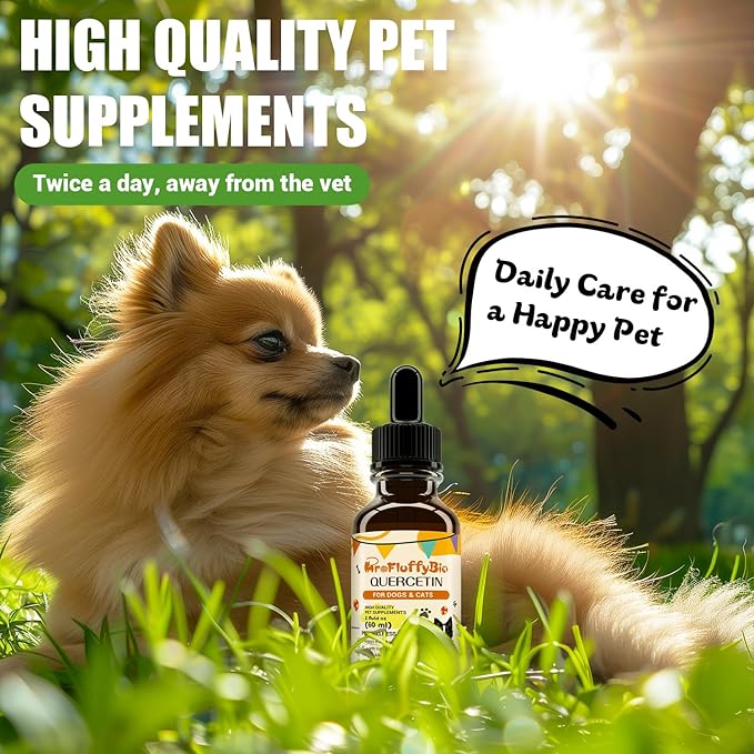 Quercetin for Dogs, Dog Quercetin Liquid Drops, Dog Quercetin Herbal Supplement Support Allergy Relief,Immune Health, Respiratory Health, Skin Health, Gluten Free, Non GMO (60 ml/2 Oz) - 2 Pack