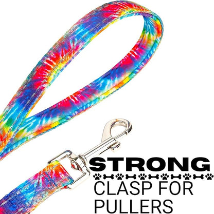 EcoBark Dog Leash - Soft & Reflective Comfort Leashes with Padded Handle - Safe, Strong, & Durable for Small, Medium or Large Dogs (Tie Dye)
