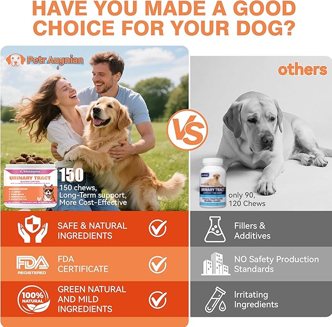 Dog Urinary Tract Supplement & Natural UTI Medicine Cranberry & D-Mannose -Kidney+Bladder Support - Best Prevention Incontinence & Bladder Stones-Cranberry Supplement - 150 Chews