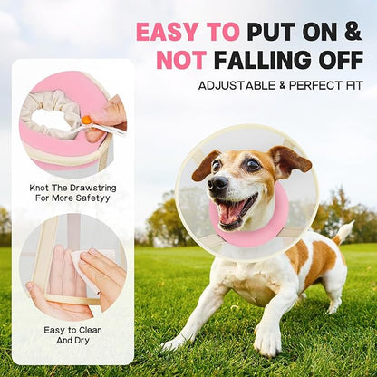Soft Dog Cone Collar to Stop Licking-Adjustable Comfortable Mesh Recovery Collars After Surgery for Small or Miniature Dogs, Alternative to Plastic Elizabethan Collar for Neuter Incision Care (Pink,L)