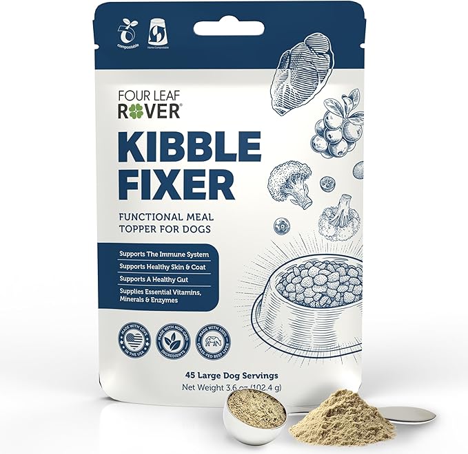 FOUR LEAF ROVER Kibble Fixer - Freeze-Dried Dog Food Topper with Dog Probiotics and Digestive Enzymes - Supports Healthy Digestion and Immune Systems