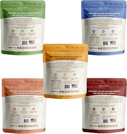 Smart Cookie All Natural Soft Dog Treats - 5 Flavor Variety Pack (5oz Each) - Healthy Dog Treats for Dogs & Puppies with Allergies, Sensitive Stomachs - Chewy, Grain Free, Made in USA
