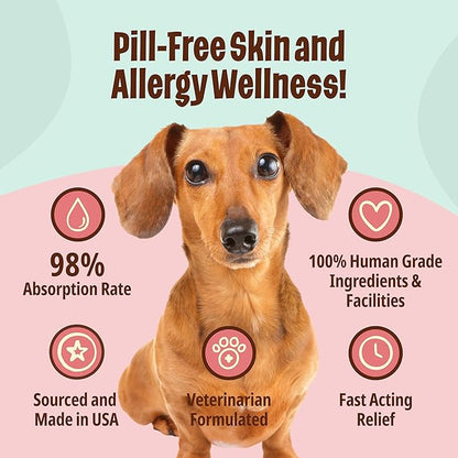 Licks Pill-Free Small Breed Dog Skin & Allergy - Omega 3 Dog Allergy Relief - Vitamins & Supplements for Itch Relief - Turmeric Supplement for Skin - Gel Packets - 10 Use