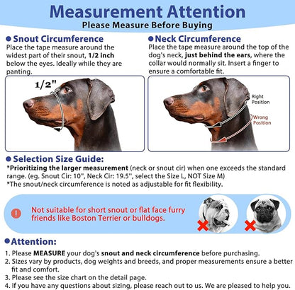 BARKLESS Soft Dog Head Collar, Patented Padded No Pull Head Halter, Training Nose Leash with Safety Link for Medium Large Dogs, Adjustable Muzzle Leash, Easy Control for Walking(Blue, L)