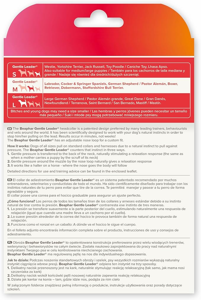 Beaphar | Gentle Leader | Head Collar for Medium Dogs | Stops Pulling On The Lead | Training Aid with Immediate Effect | Endorsed by Behaviourists | Red x 1